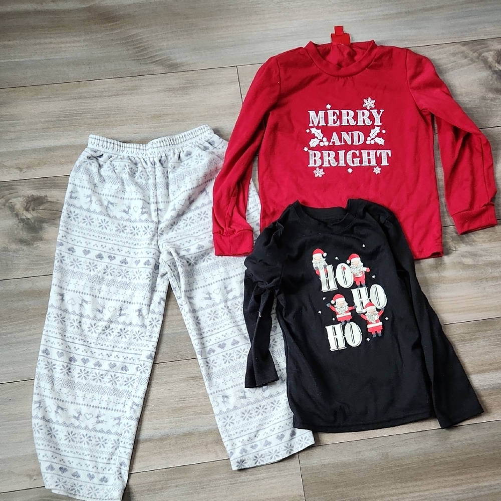 Festive Kids Pajama Set - Red, Black, and Gray